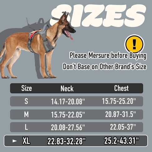 PETAGE Tactical Dog Harness for Small Medium Large Dogs No Pull Adjustable Soft Padded Dog Vest Reflective No-Choke Pet Oxford Vest with Easy Control Pet Vest Military Service Dog Harnesses( Grey XL) in Kuwait