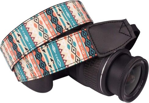 ولفن حزام كتف للرقبة للكاميرا بنمط مخطط متوافق مع جميع كاميرات DSLR/SLR/الرجال/النساء وغيرها، نمط اسود وابيض in Kuwait