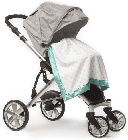 SwaddleDesigns Stroller Blanket, Cozy Plush Baby/Toddler Blanket, 30x40 inches, Pastel Blue and Brown Mod Circles with Satin Trim in Saudi Arabia