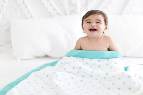 SwaddleDesigns Stroller Blanket, Cozy Plush Baby/Toddler Blanket, 30x40 inches, Pastel Blue and Brown Mod Circles with Satin Trim in Saudi Arabia