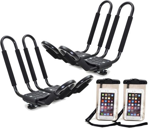 TMS 2 × حامل سقف J Rack Kayak قارب قارب قارب قارب قارب قارب قارب قارب SUV حامل حامل مع حقيبة هاتف خلوي مجانية in Kuwait