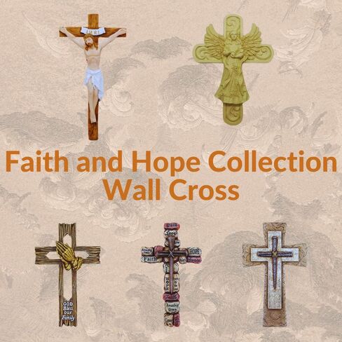 Comfy Hour Faith and Hope Collection Faux Stone with Nail Wall Cross, Religious Decoration, Polyresin in Saudi Arabia