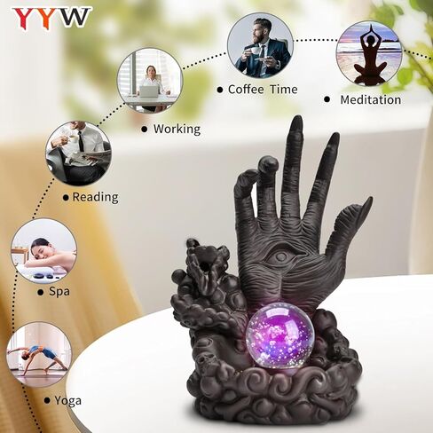حامل بخور سيراميك YYW، مبخرة بخور بتدفق خلفي لليد والعينين، شلال بخور مع 20 مخروط بخور بتدفق خلفي + 30 عصا بخور برائحة العلاج العطري لتزيين غرفة المكتب in Kuwait