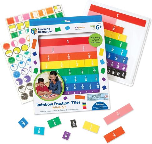 Learning Resources Rainbow Fraction Tiles - 54 Pieces, Ages 6+ Early Math Skills, Visual Aid, Math for Kids, Teacher Supplies in Saudi Arabia