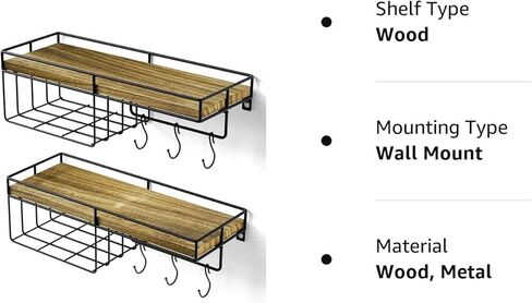 Alsonerbay Floating Shelves Wall Shelves for Bedroom Living Room, Wall Mounted Bathroom Shelves Decor Shelf Set of 2 in Kuwait