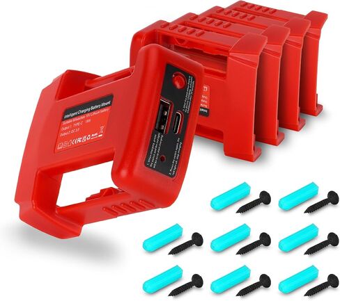 5 حزم محول شاحن USB لبطارية ميلووكي M18 18 فولت، حاملات البطاريات مع منافذ شحن سريع USB-A وUSB-C 2.1A in Kuwait