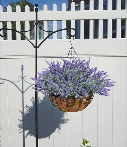 Ivydale Artificial Fake Hanging Flowers Plants Basket for Outdoor Spring Decor, Faux Silk Purple Lavender in Pot Planter Realistic UV Resistant for Home Outside Patio Porch Balcony Yard in Saudi Arabia