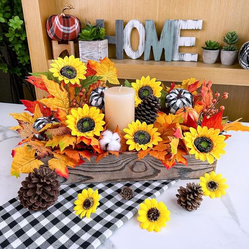 Winlyn 12 Pcs Artificial Sunflower Stems 10.6" Tall Yellow Silk Sunflowers Stems Sunflowers Artificial Flowers for Bouquets Vase Centerpiece Wreaths Floral Arrangements Party Decorations Outdoors in Saudi Arabia
