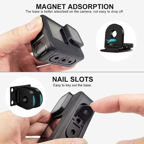 أصابع ParaPace قابلة للطي لـ GoPro Hero 12/11/10/9/8 Black Hero 11 Mini وGoPro Max، حامل محول مغناطيسي بديل مع منفذ توصيل ثلاثي القوائم 1/4 لمقبض Monopod Vlog in Kuwait