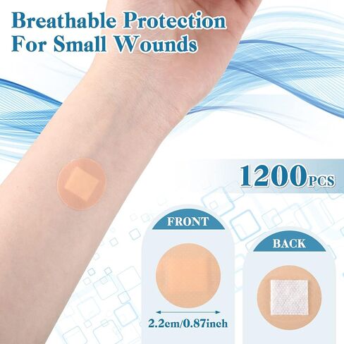 Treela 1200 Pcs Adhesive Spot Bandage Fabric Adhesive Bandages 0.87 Inch Diameter Round Bandage with Non Stick Pad for Wound Care, Hide Skin Spots, Small Incisions in Saudi Arabia
