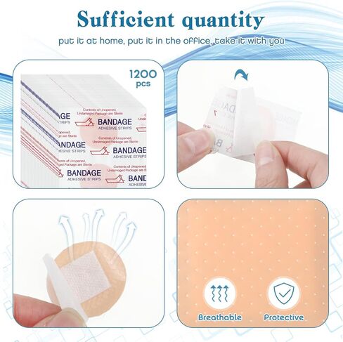 Treela 1200 Pcs Adhesive Spot Bandage Fabric Adhesive Bandages 0.87 Inch Diameter Round Bandage with Non Stick Pad for Wound Care, Hide Skin Spots, Small Incisions in Saudi Arabia