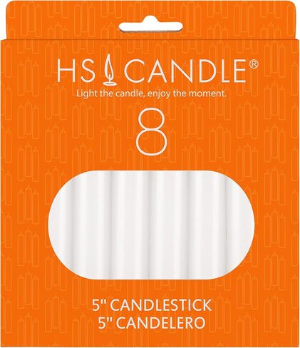 HS Candle 8 pcs White Unscented 5 Inch Candlestick Taper Candles, Household General Usage, Emergency & More in Saudi Arabia