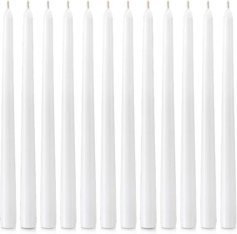Allgreen 12 Pack Tall Taper Candles - 10 Inch White Tapered Candles Dripless Smokeless, Unscented Dinner Candle100% Cotton Wicks - 8 Hour Burn Time for Home Décor, Restaurant, Wedding, Party Candles in Saudi Arabia