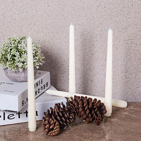Allgreen 12 Pack Tall Taper Candles - 10 Inch White Tapered Candles Dripless Smokeless, Unscented Dinner Candle100% Cotton Wicks - 8 Hour Burn Time for Home Décor, Restaurant, Wedding, Party Candles in Saudi Arabia