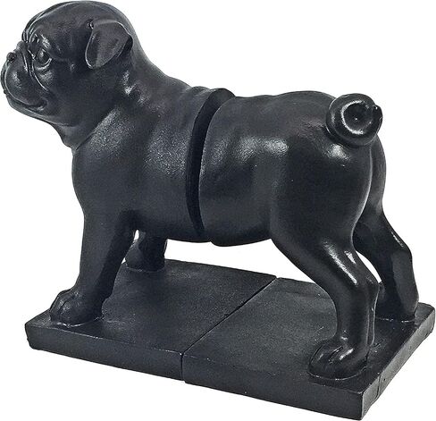 Bellaa Boston Pug Bookends, Decorative Book Ends for Bookshelves, Rustic Vintage Antique Black Animal Home Decor, Shelf Decor, Unique, Modern Living Room, Office Desk, Bookcases Decoration, 8 inch in Saudi Arabia