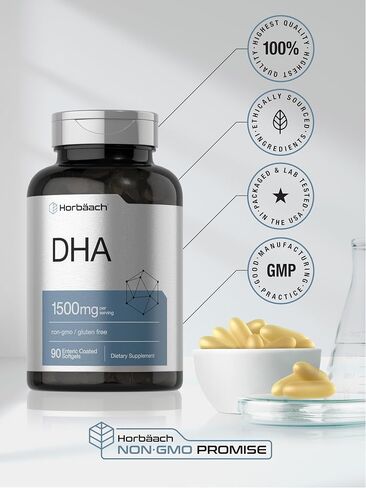 DHA Supplement 1500mg | 90 Softgels | EPA, Omega 3, DHA | Non-GMO, Gluten Free | by Horbaach in Saudi Arabia