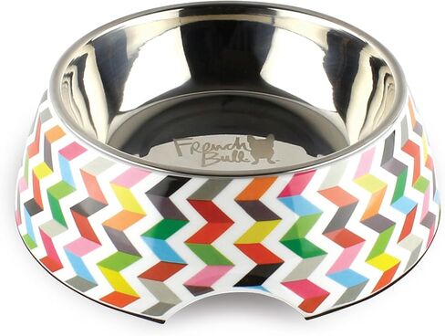 French Bull 24 oz. Pet Bowl, 2 Piece - Dog, Cat, Feeder, Nonslip, Stainless Steel, Raised - Ziggy White in Kuwait