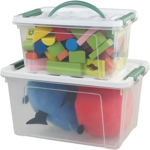 Jekiyo Clear Latching Box, Plastic Storage Bin, 2 Packs(6 Quart&14 Quart) in Saudi Arabia