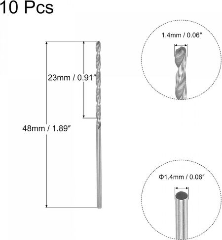 uxcell 10 Pcs 0.2mm HSS(High Speed Steel) W6542 Micro Drill Bits, Fully Ground Jobber 21mm Length Drill Bit for Mild Steel Copper Aluminum in Saudi Arabia