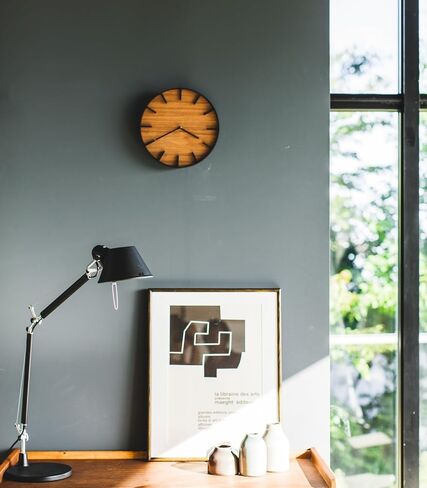 Wall Clock - Modern Wood Home Decoration Steel + Wood One Size Ash in Saudi Arabia
