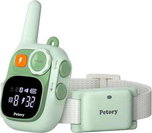 طوق تدريب الكلاب من بيتوري - طوق صدمات بطول 3000 قدم مع جهاز تحكم عن بعد للكلاب المتوسطة الصغيرة بوزن 5-100 رطل، طوق تدريب مقاوم للماء وقابل لإعادة الشحن IPX7 مع صوت تنبيه، اهتزاز (1-8)، صدمة آمنة (0-32) in Kuwait