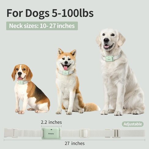 طوق تدريب الكلاب من بيتوري - طوق صدمات بطول 3000 قدم مع جهاز تحكم عن بعد للكلاب المتوسطة الصغيرة بوزن 5-100 رطل، طوق تدريب مقاوم للماء وقابل لإعادة الشحن IPX7 مع صوت تنبيه، اهتزاز (1-8)، صدمة آمنة (0-32) in Kuwait