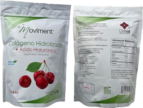 Moviment, Colágeno Hidrolizado + Ácido Hialurónico, Suplemento Alimenticio, Sin Azucar, Sabor Cereza. in Saudi Arabia