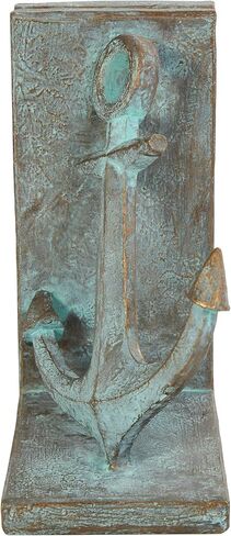 Deco 79 Polystone Anchor Distressed Patina Bookends with Gold Foil Accents, Set of 2 4" W, 8" H, Blue in Saudi Arabia