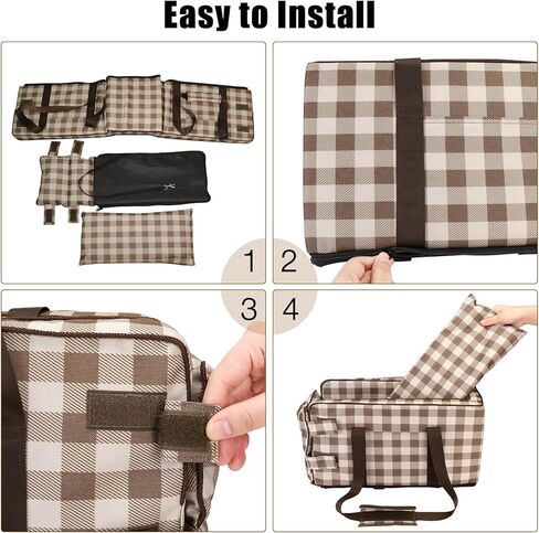 مقعد سيارة للكلاب الصغيرة 5-15 باوند، مقعد سيارة لوحدة التحكم المركزية للحيوانات الاليفة، مقعد سيارة محمول بمسند ذراع للجراء قابل للغسل، شنطة حمل لمقعد السيارة للقطط والكلاب in Kuwait