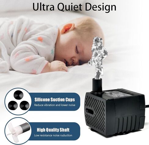 VERABE Mini Submersible Water Pump, Small Fountain Pump (2.5W 160L/H) for Aquarium Fish Tank, Tabletop Fountain, Pet Fountain, Hydroponics in Kuwait