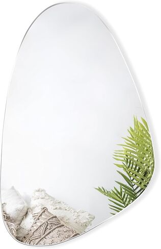 Unique & Modern Irregular Wall Mirror for Bathroom Vanity & Living Room, Asymmetrical Decorative Wall Mirror - Wall Mounted Curvy & Wavy Oval Abstract Body Mirror for Entryway 30"x19" in Saudi Arabia
