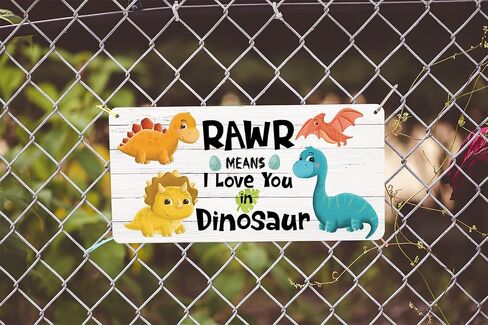 Dinosaur Inspirational Quote Wood Hanging Sign Plaque, Dinosaur Wall Decor, Rawr Means I Love You in Dinosaur, Dinosaur Decor, Dinosaur Room Decor for Boys, Dinosaur Bedroom Playroom Decor, 12x6 in Saudi Arabia