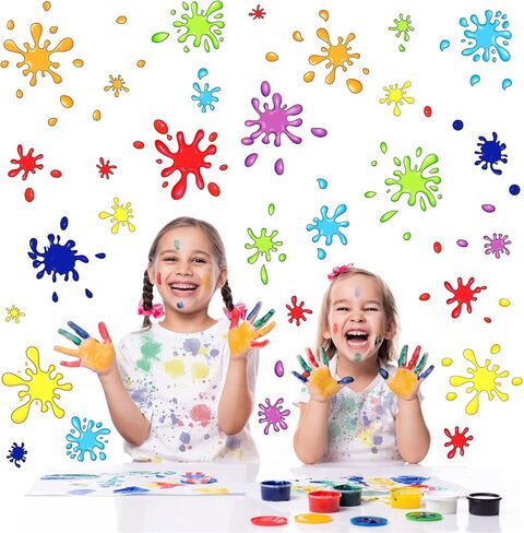Colorful Paint Splatter Wall Stickers Inspirational Motivational Phrase Wall Decals Color Paint Hand Print Wall Stickers Splash Splotch Wall Decals for Kids Room Playroom Classroom Decor in Kuwait