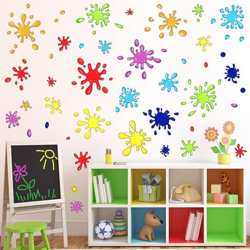 Colorful Paint Splatter Wall Stickers Inspirational Motivational Phrase Wall Decals Color Paint Hand Print Wall Stickers Splash Splotch Wall Decals for Kids Room Playroom Classroom Decor in Kuwait