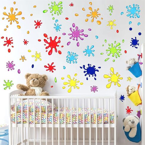 Colorful Paint Splatter Wall Stickers Inspirational Motivational Phrase Wall Decals Color Paint Hand Print Wall Stickers Splash Splotch Wall Decals for Kids Room Playroom Classroom Decor in Kuwait