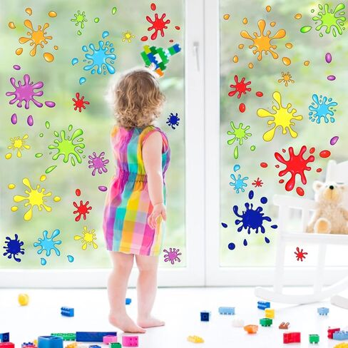 Colorful Paint Splatter Wall Stickers Inspirational Motivational Phrase Wall Decals Color Paint Hand Print Wall Stickers Splash Splotch Wall Decals for Kids Room Playroom Classroom Decor in Kuwait