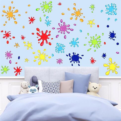 Colorful Paint Splatter Wall Stickers Inspirational Motivational Phrase Wall Decals Color Paint Hand Print Wall Stickers Splash Splotch Wall Decals for Kids Room Playroom Classroom Decor in Kuwait
