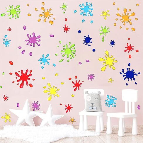 Colorful Paint Splatter Wall Stickers Inspirational Motivational Phrase Wall Decals Color Paint Hand Print Wall Stickers Splash Splotch Wall Decals for Kids Room Playroom Classroom Decor in Kuwait