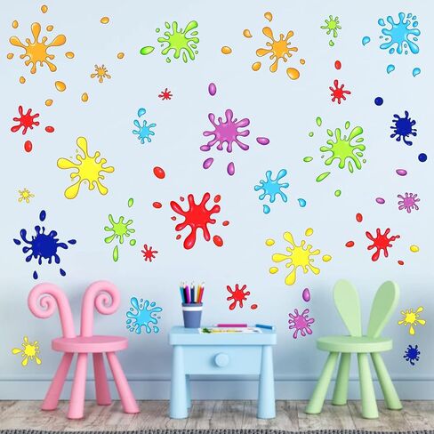 Colorful Paint Splatter Wall Stickers Inspirational Motivational Phrase Wall Decals Color Paint Hand Print Wall Stickers Splash Splotch Wall Decals for Kids Room Playroom Classroom Decor in Kuwait