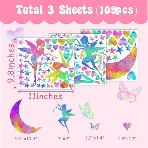 Colorful Fairy Wall Stickers Cute Heart Butterfly Moon Star Stickers Girly Wall Decals Peel and Stick Pink Purple Fairy Wall Decals for Girls Room Bedroom Nursery Decor in Saudi Arabia