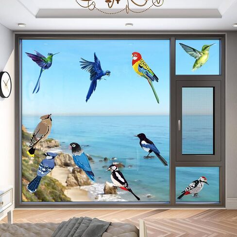 ملصقات حائط للطيور الطنانة الجميلة من AIYINGYING ملصقات جدارية للطيور الطنانة قابلة للإزالة لنافذة غرفة النوم وغرفة المعيشة والمكتب وغرفة الأطفال وديكور المنزل، 18 ملصق حائط على شكل طيور كبيرة ملصقات حيوانات in Kuwait