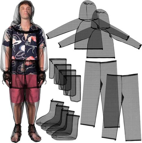 2 Sets Mosquito Net Suit Tick Net Pants Jacket Mittens and Socks Insect Proof Body Clothing Outdoor Hunting Camping Climbing in Saudi Arabia