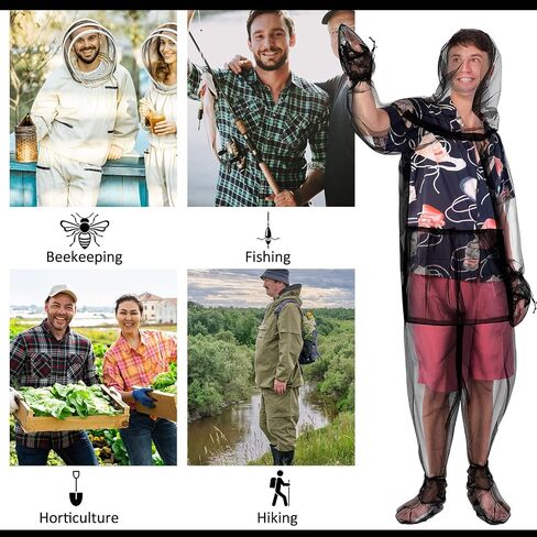 2 Sets Mosquito Net Suit Tick Net Pants Jacket Mittens and Socks Insect Proof Body Clothing Outdoor Hunting Camping Climbing in Saudi Arabia
