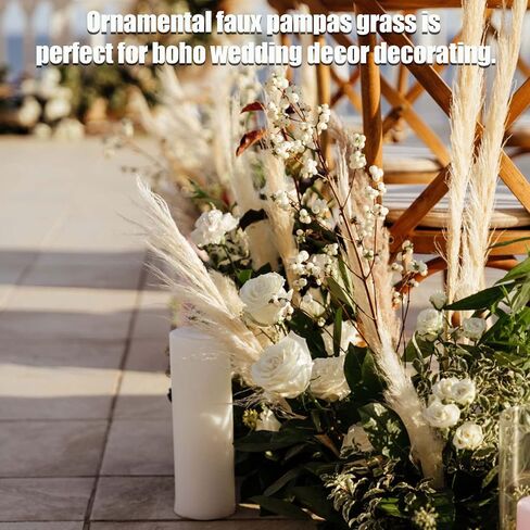 عشب البامبا الصناعي، 8 قطع ال بي شماو-دي 38 انش/3.1 قدم، زهور صناعية منفوشة لا تتساقط، عشب بامبا كبير لملء المزهريات وديكور المنزل وغرفة المزرعة وديكور الزفاف بنمط بوهو (بيج) in Kuwait