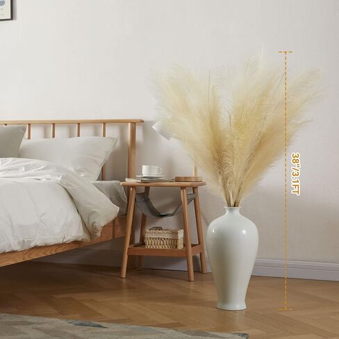 عشب البامبا الصناعي، 8 قطع ال بي شماو-دي 38 انش/3.1 قدم، زهور صناعية منفوشة لا تتساقط، عشب بامبا كبير لملء المزهريات وديكور المنزل وغرفة المزرعة وديكور الزفاف بنمط بوهو (بيج) in Kuwait