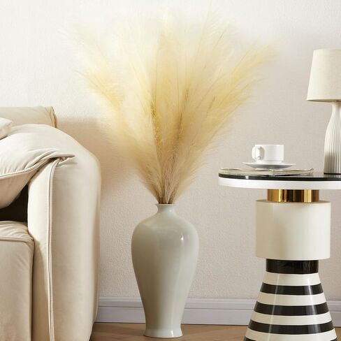 عشب البامبا الصناعي، 8 قطع ال بي شماو-دي 38 انش/3.1 قدم، زهور صناعية منفوشة لا تتساقط، عشب بامبا كبير لملء المزهريات وديكور المنزل وغرفة المزرعة وديكور الزفاف بنمط بوهو (بيج) in Kuwait