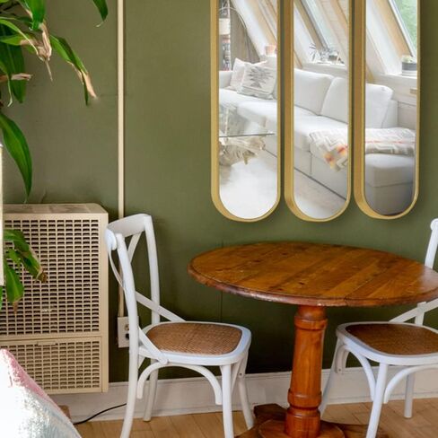 ميرورايز مجموعة مرايا ذهبية مزخرفة 40 انش × 8 انش من 3 قطع، مراة حائط ذهبية عصرية للمنزل والحمام وغرفة المعيشة in Kuwait