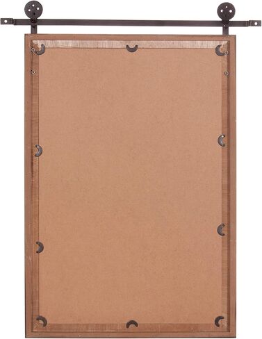 Patton Wall Decor 33x26 Sliding Barn Door Wood Window Wall Mirror, Brown in Kuwait