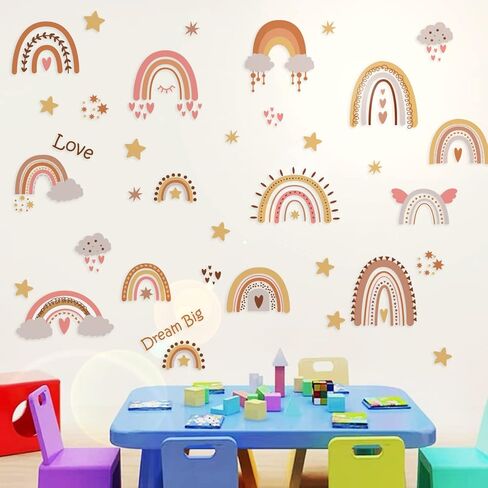 ملصقات جدارية بألوان قوس قزح بوهو كبيرة بألوان قوس قزح لتزيين الحائط للفتيات وغرفة نوم الأطفال وغرفة الرعاية النهارية وغرفة اللعب in Kuwait
