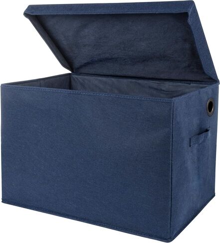Sammy & Lou Collapsible Felt Soft Toy Box for Toddlers Toy Storage Organizer with Handles and Hinged Lid, 22 x 14.5 x 15 inches, Navy in Saudi Arabia